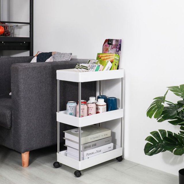 3 Tier Rolling Cart, Kitchen Carts on Wheels with Storage and Steel