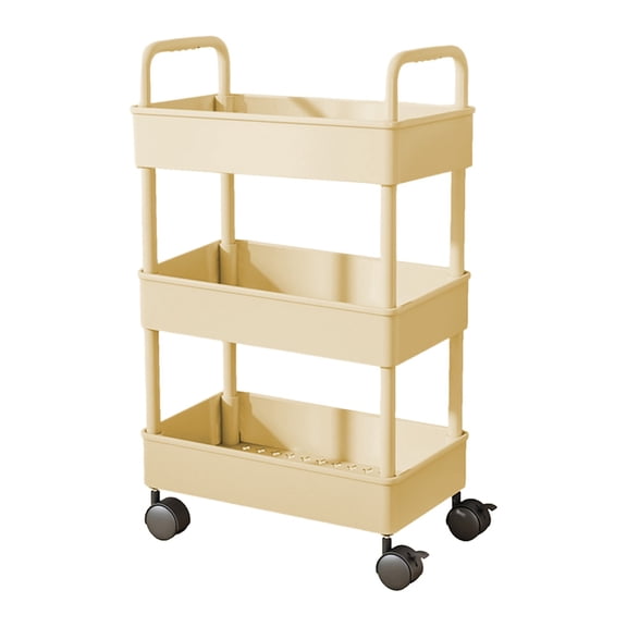 3 Tier Rolling Cart Metal With Lockable Wheels, Three Tiered Storage Craft Art Trolley Organizer Serving On Wheels, Storage Utility Trolley Carts For Craft, Art, Nail, Lash, Baby Supplies, Cleaning