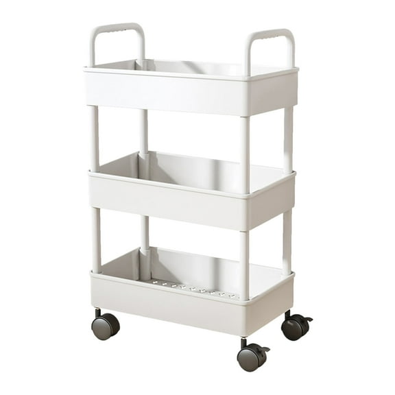 3 Tier Rolling Cart Plastic With Lockable Wheels, Three Tiered Storage Craft Art Trolley Organizer Serving On Wheels, Storage Utility Trolley Carts For Craft, Art, Nail, Lash, Baby Supplies, Cleaning