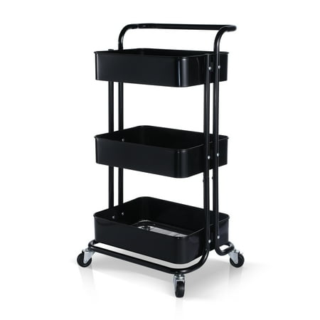 3-Tier Rolling Cart Multifunctional Metal Cart Storage Rack Cosmetic Storage Racksnack Trolley