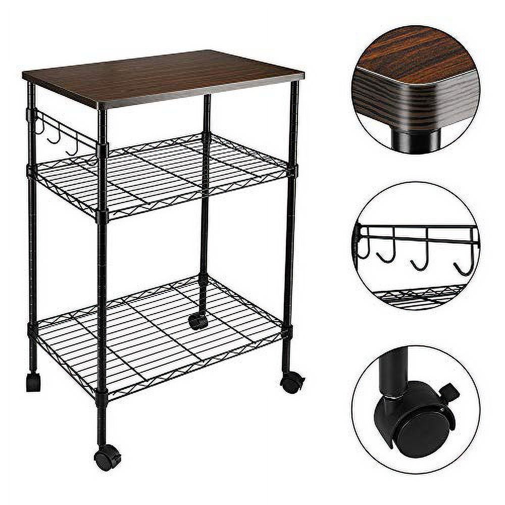 3 Tier Rolling Cart Office Storage Rolling Carts with Wheels Utility