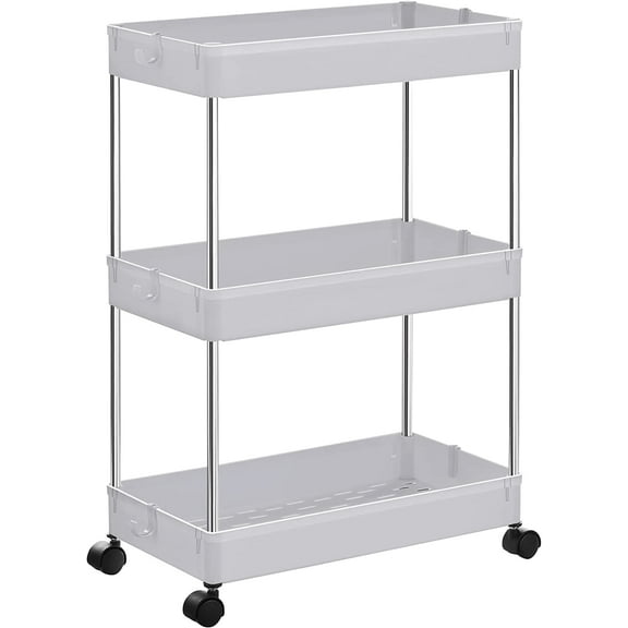3-Tier Rolling Cart Storage Cart with Wheels Space-Saving Rolling Storage Cart for Bathroom Kitchen Living Room Office 15.7 x 8.7 x 23.6 Inches White