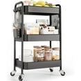 thumbnail image 1 of 3 Tier Rolling Cart Storage Organizer,  Rolling Utility  with Wheels, Hooks & Bins Esthetician Art Sturdy Storage with Pegboard for Bathroom, Kitchen, Office,  Diaper, 1 of 15