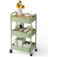 thumbnail image 1 of 3 Tier Rolling Cart with Table top, Metal Rolling Utility Cart, Sturdy Storage Organizer Cart with Locking Wheels & Hooks for Office, Classroom, Kitchen and Bathroom, 1 of 16