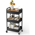 thumbnail image 1 of 3 Tier Rolling Cart with Table top, Metal Utility Cart, Sturdy Storage Organizer Cart with Locking Wheels & Hooks for Office, Classroom, Kitchen and Bathroom, 1 of 16