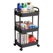 3 Tier Rolling Cart, Vtopmart Kitchen Pantry Storage Utility Cart, for Bathroom, Living Room, Black