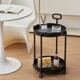 thumbnail image 1 of 3-Tier Rolling Cart with Wheels, Mobile Storage Organizer Shelf for Living Room, Bedroom, Kitchen, Bathroom, Multifunctional Side Table, Coffee Table, Nightstand, Black, Plastic Black, 1 of 6