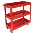3 Tier Rolling Cart with Wheels, Steel Service Tool Cart on Brake