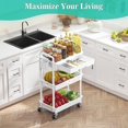 thumbnail image 1 of 3 Tier Rolling Cart with Drawer, White Multifunctional Storage Organizer for Bathroom, Kitchen, Office, 1 of 6