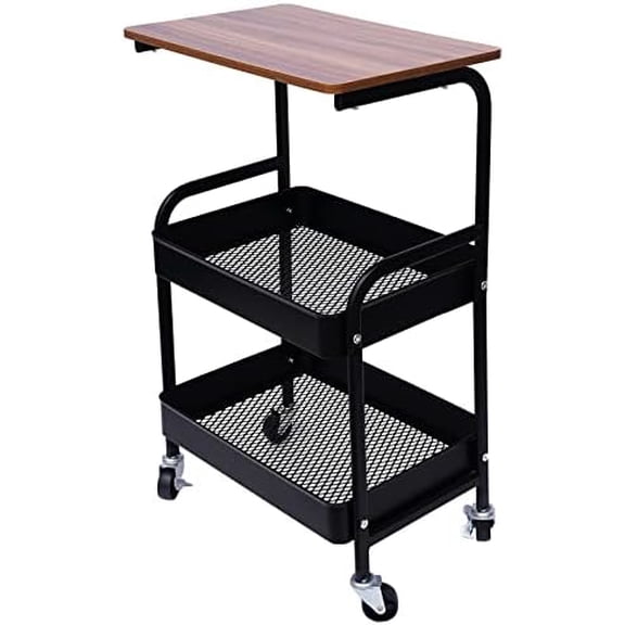 3 Tier Rolling Cart with Tabletop,Multipurpose Utility Storage Cart for Office Kitchen Bedroom Living Room,Black$$Home Decor, Kitchen, & Other
