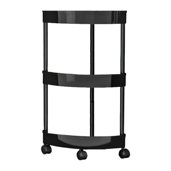 3-Tier Rolling Corner Cart with Wheels | Mobile Bathroom & Kitchen Storage Organizer | White or Black Plastic Shelf for Toiletries & Snacks | Space-Saving Triangle Design | 13.58x21.65 Inches
