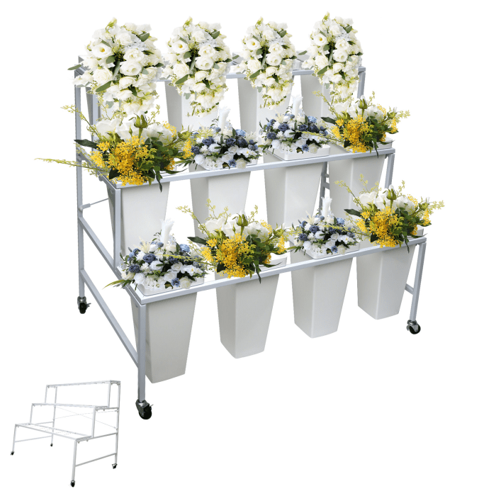 3-Tier Rolling Flower Rack with 12 Pots & Heavy-Duty Wheels – Sturdy ...