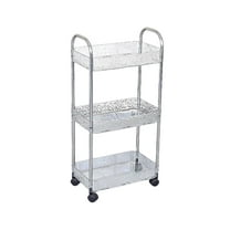 3-Tier Rolling Kitchen Cart with Wheels, Gray & Clear Plastic Storage Rack 25.98x12.79x8.07in, Multi-Use for Bathroom, Living Room, Pantry Organizing