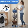 thumbnail image 1 of 3 Tier Rolling Laundry Basket, Metal Mesh Wire Laundry Basket Cart w/Wheels, Tilt-out Clothing Sorting Hamper Organizer Open Storage for Home, Hotel, Mall, Bathroom, Bedroom, Dorm (Black), 1 of 13