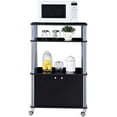 thumbnail image 1 of 3-Tier Rolling Microwave Oven Stand with Utility Shelves Cabinet, Multifunctional Kitchen Baker’s Rack Spice Workstation Organizer Storage Cart for Home Dining Room  Use (Black), 1 of 8