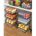 thumbnail image 1 of 3-Tier Rolling Pantry Floor Organizer and Storage Cart with Wheels, Stackable Wire Pantry Baskets for Pantry Shelves, Kitchen Fruit Basket Stand and Storage Rack for Fruit Snack Onion Potato, 1 of 9