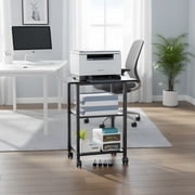 3-Tier Rolling Printer Stand with Storage Shelf - Industrial Mobile Cart for Home & Office