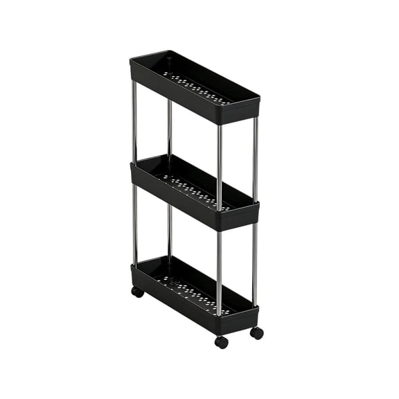 3-Tier Rolling Storage Cart with 360° Swivel Wheels, Narrow Space Organizer for Kitchen, Bathroom & Living Room, Durable Plastic & Rust-Resistant Steel