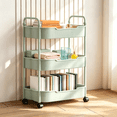 thumbnail image 1 of 3-Tier Rolling Storage Cart with Armrests | Versatile Kitchen, Bathroom & Living Room Organizer | Plastic Utility Cart with Wheels for Toiletries, Snacks & Toys, 1 of 7