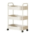 thumbnail image 1 of 3-Tier Rolling Storage Cart with Handle - Multi-Purpose Organizer for Kitchen, Bathroom, and Living Room - Mobile Shelving Unit for Toiletries, Kitchen Supplies, and More ( White ), 1 of 6
