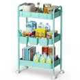 thumbnail image 1 of 3 Tier Rolling Storage Cart, Metal Trolley Utility Cart with Wheels & Hooks, Easy Assembly Organizer Storage Cart for Bathroom Kitchen Office Bedroom, 1 of 8