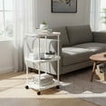 thumbnail image 1 of 3-Tier Rolling Storage Cart, Mobile Side Table with Wheels for Living Room Bedroom and Office, Space-Saving Bedside Organizer Utility Rack for Home Storage, 1 of 6