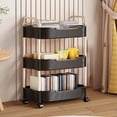 thumbnail image 1 of 3 Tier Rolling Storage Cart, Multi-Purpose Kitchen Utility Cart with Wheels, Mobile Bathroom Living Room Organizer with Handles, Sturdy Plastic Shelving Unit for Home Office, 1 of 6