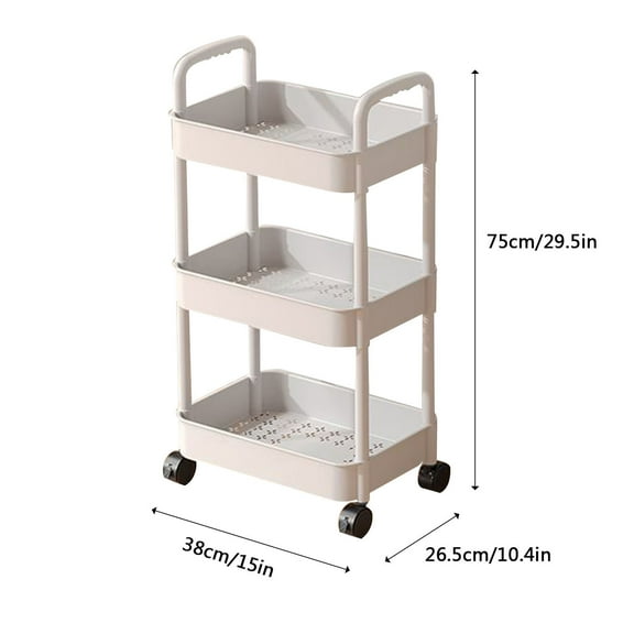 3-Tier Rolling Storage Cart, Multi-Room Organizer Cart, Plastic Mobile Storage Rack With Wheels For Kitchen Living Room Office Bathroom, Space-Saving Durable Design