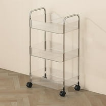 3 Tier Rolling Storage Cart with Wheels Transparent Mobile Organizer Utility Cart for Kitchen Bathroom Office Multi-Purpose Storage Shelf Organizing Rack Rolling Cart with Casters