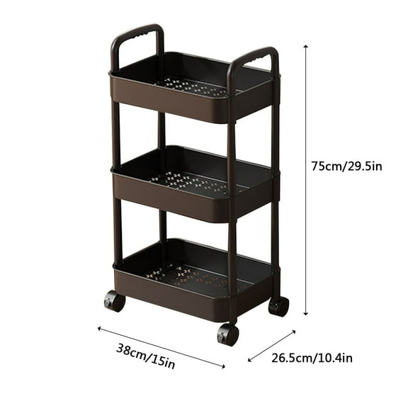 3 Tier Caddy with Rollers, 3 Tier Rolling Cart for Kitchen Storage, Plastic Rolling Cart | Utility Cart | Kitchen Cart | Storage Cart | Snack Cart for Space-Saving, Kitchen Organization and Storage