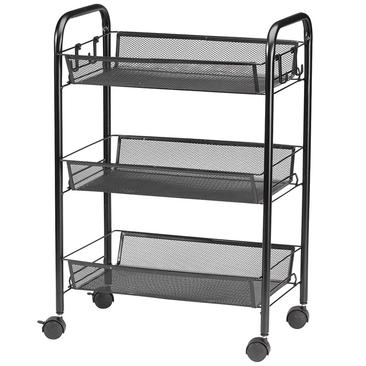 Black Metal 3-Tier Rolling Utility Storage Cart