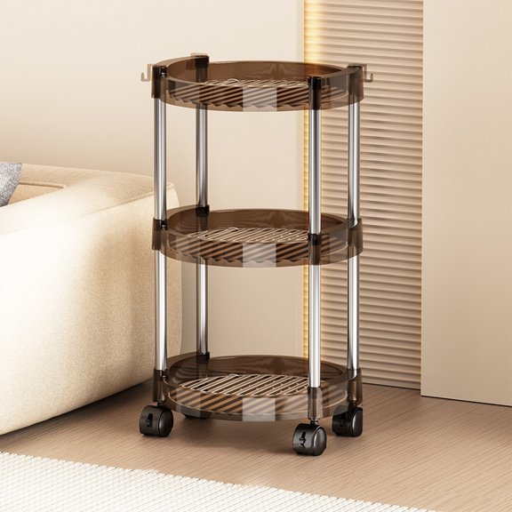 3 Tier Rolling Storage trolley, function trolley on Wheels with Swivel Casters, Mobile Shelving Unit for Kitchen Bathroom Dorm, Compact Slim Rolling Organizer for Home Living Room nibbles