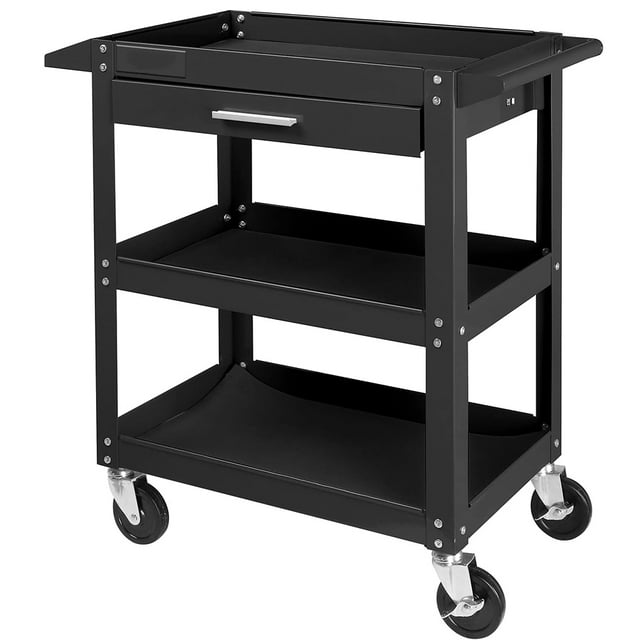 Trolley, 3 verdiepingen, met wieltjes, opbergkar, metaal, handig, voor de kamer of