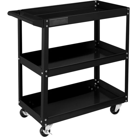 3 Tier Rolling Tool Cart, 330 Lbs Capacity, with Ergonomic Handle, Black