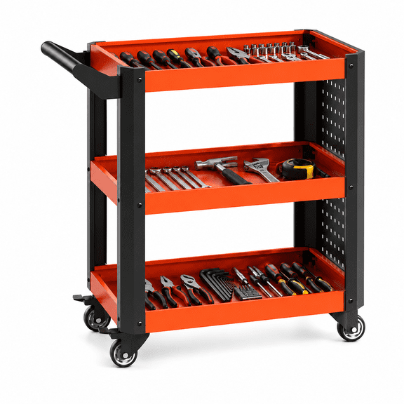 SEDALIP 3-Tier Heavy Duty Rolling Tool Cart, 880 lb Capacity Steel Service Cart with Wheels for Garage, Workshop and Warehouse