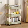thumbnail image 1 of 3 Tier Rolling Utility Cart with Armrests, Storage Rack Organizer for Kitchen Bathroom Living Room, Mobile Storage Cart with Shelves and Wheels for Home Organization, 1 of 6