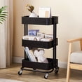 thumbnail image 1 of 3-Tier Rolling Utility Cart, Heavy Duty Organizer Storage Cart with Wheels, Office Laundry Kitchen Bathroom Cart with Handles, Easy Assembly, 1 of 9