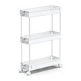 thumbnail image 1 of 3-Tier Rolling Utility Cart, Multi-Functional Storage Trolley for Office, Living Room, Kitchen, Movable Storage Organizer with Wheels,White, 1 of 9