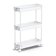 3-Tier Rolling Utility Cart, Multi-Functional Storage Trolley for Office, Living Room, Kitchen, Movable Storage Organizer with Wheels,White