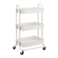 thumbnail image 1 of 3-Tier Rolling Utility Cart Storage Organizer Lockable Wheels Multifunctional Storage Portable Mobile Shelving Unit White, 1 of 7