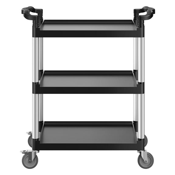 3-Tier Rolling Utility Cart with 300 lb Capacity,24.4" x 16.1" Plastic Service Cart with Locking Wheels