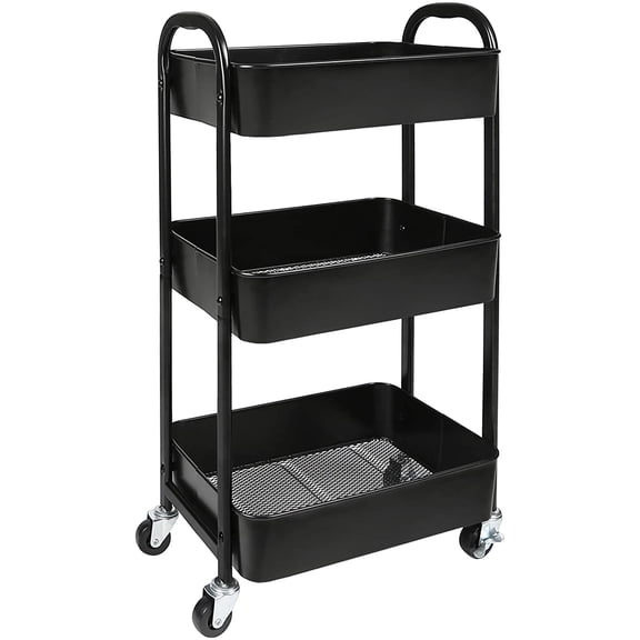 3-Tier Rolling Utility Cart with Caster Wheels,Easy Assembly, for Kitchen, Bathroom (White)
