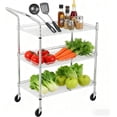 3 Tier Rolling Utility Kitchen Cart, Stainless Steel Heavy Cart with ...