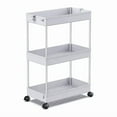 thumbnail image 1 of LLMRR 3 Tier Rolling Storage Cart, Bathroom Storage Cart with Lockable Wheels, Storage Organizer, Mobile Shelving Unit Cart for Bathroom, Laundry Room, Kitchen and Office, Gray, 1 of 7