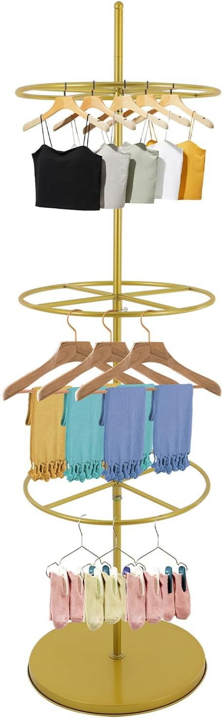Round Clothes Rack Foldable 3-Tier Rotatable Round Garment Rack Underwear Display Stands Round ...