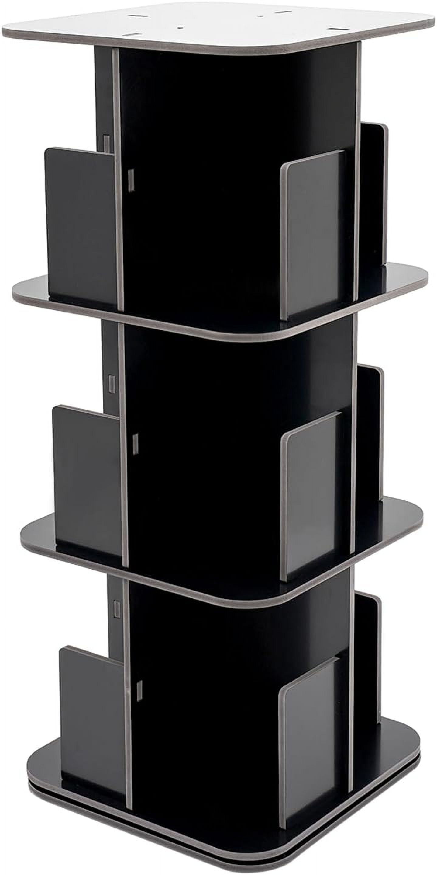 3 Tier Rotating Bookshelf,Bookcase Square Floor Standing 360° View ...