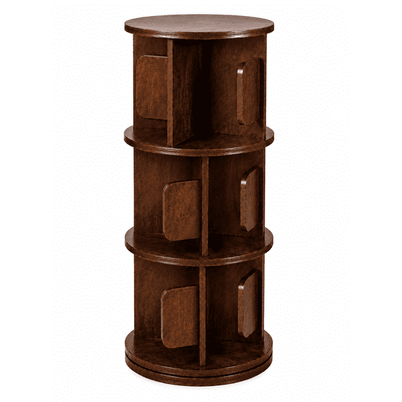 3 Tier Rotating Bookshelf Tower, Spinning Bookshelf, Revolving 360° Bookcase Storage Round Carousel, Vertical Rotate Turning Spiral Corner Organizer , White