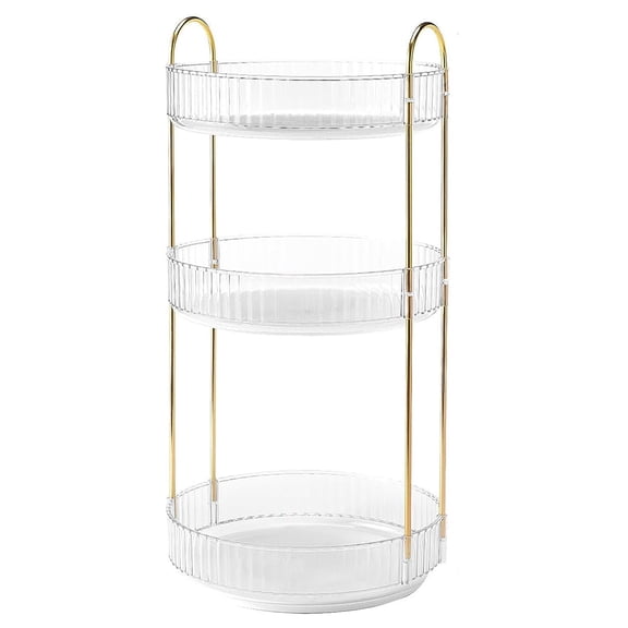3 Tier Rotating Makeup Organizer 360 Spinning Perfume Cosmetic Storage Tray 55LBS Load Countertop Shelves for Lotion Lipstick