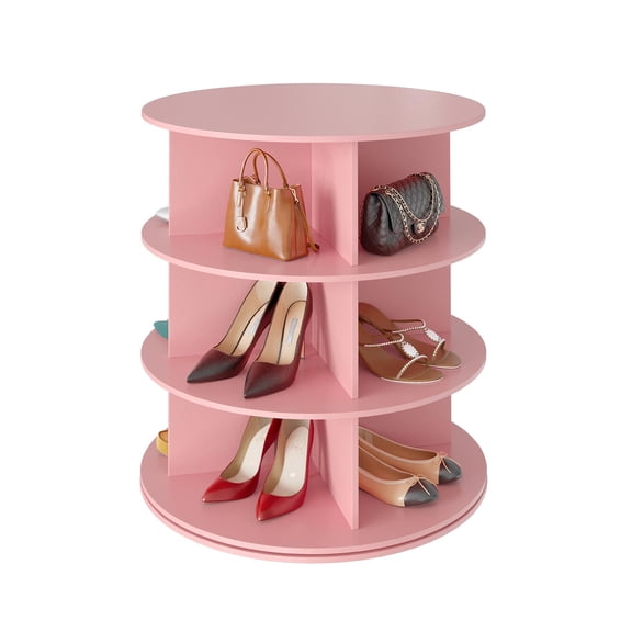 3 Tier Rotating Shoe Rack Tower, Spinning Shoe Display Lazy Susan, Revolving 360 Shoe Rack Storage Round Carousel, Vertical Handbag Rotate Shoes Closet Organization (7-Tier White)