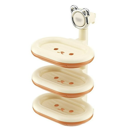 3 Tier Rotating Soap Holder for Shower, Self-Adhesive Wall Mount Soap Dish